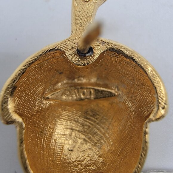 Vintage Avon Acorn Nut Pin Gold-Tone Metal Clear Rhinestones Small Brooch 1" T - Picture 3 of 3